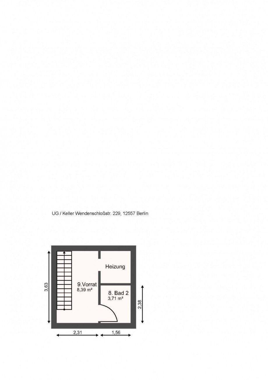 UG Grundriss bemasst Reihenendhaus Berlin